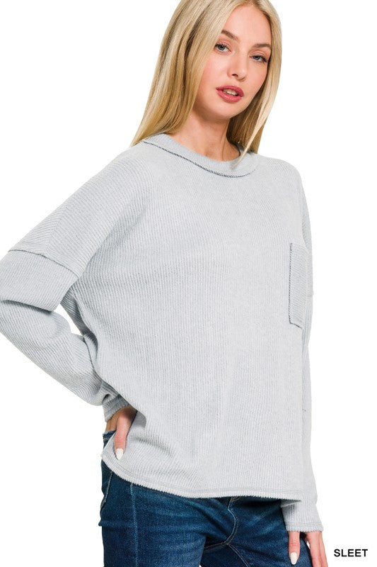 Ribbed Melange Hacci Sweater