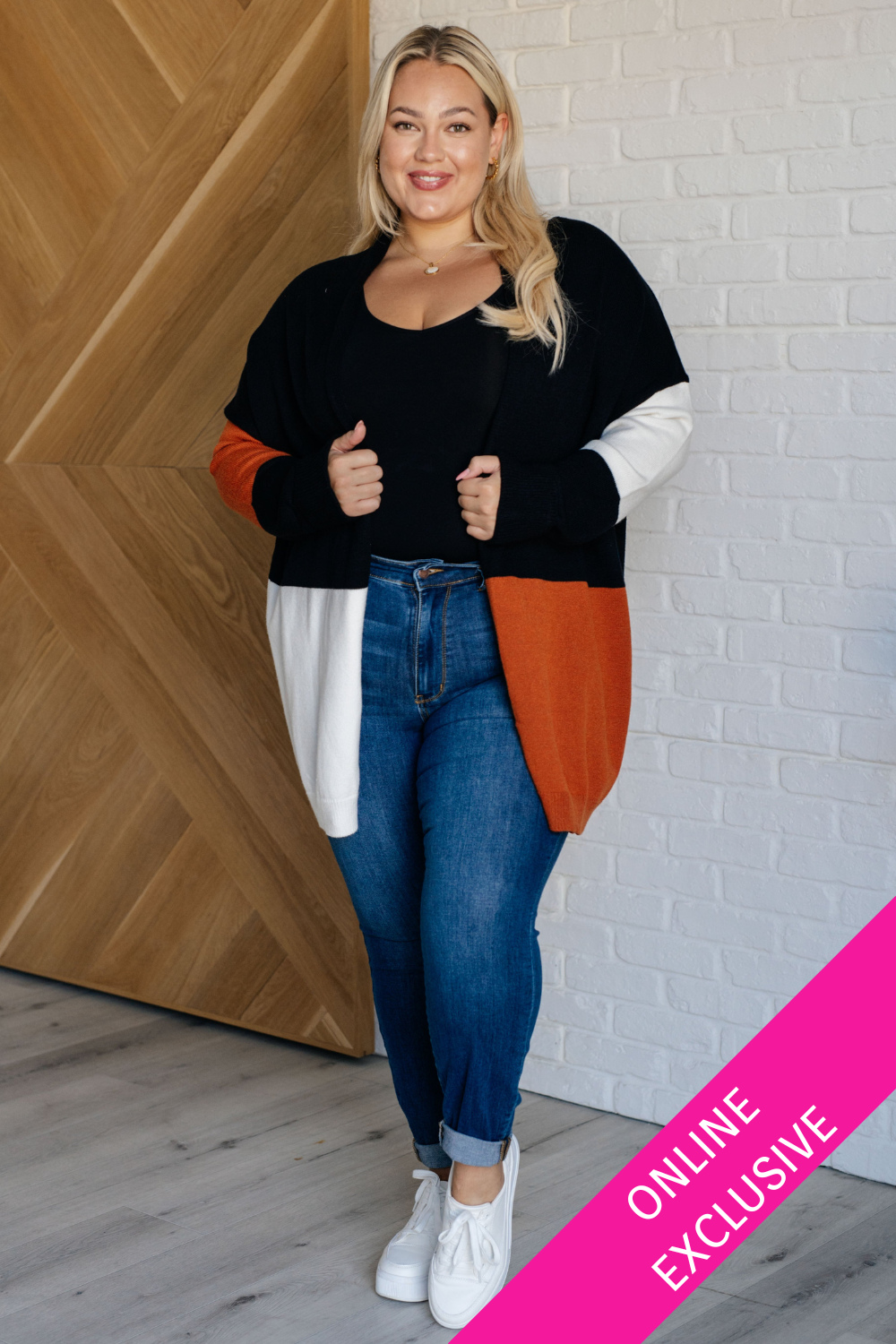 **ONLINE EXCLUSIVE** Writer's Block Color Block Open Front Cardigan