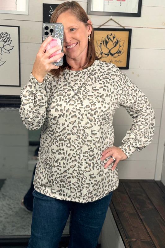 Leopard Print French Terry Sweatshirt