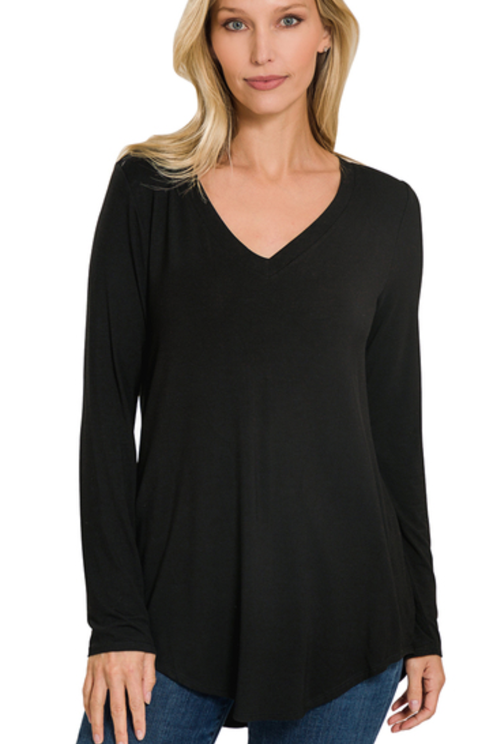 Luxe Rayon VNeck Long Sleeve Top