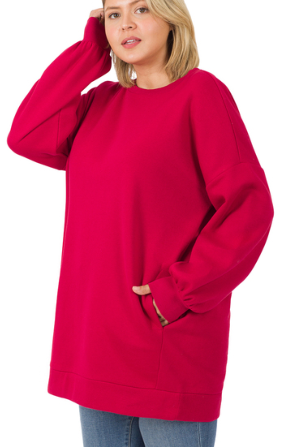 Long Length Sweatshirt with Pockets