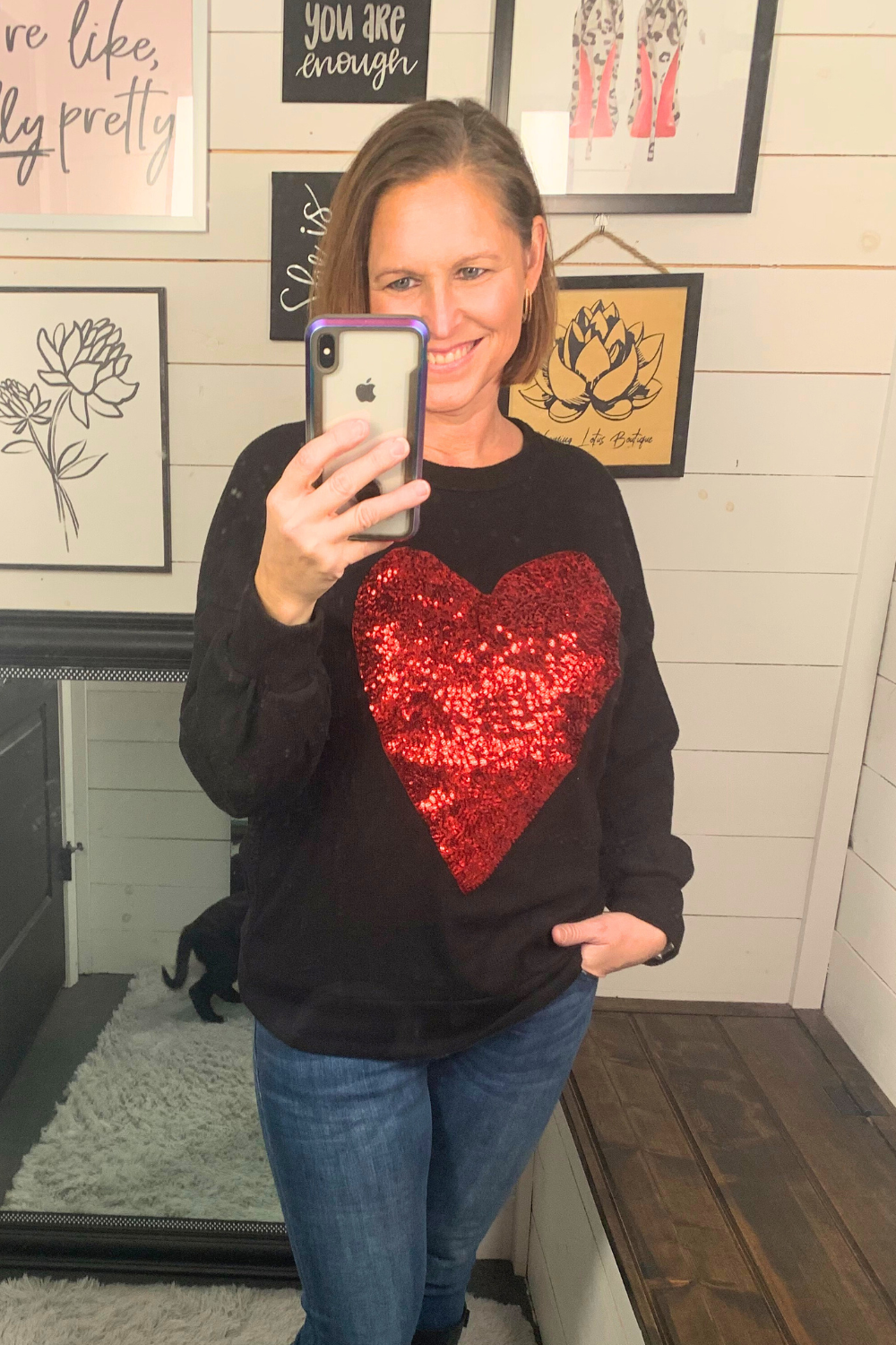 Red Sequin Heart Top