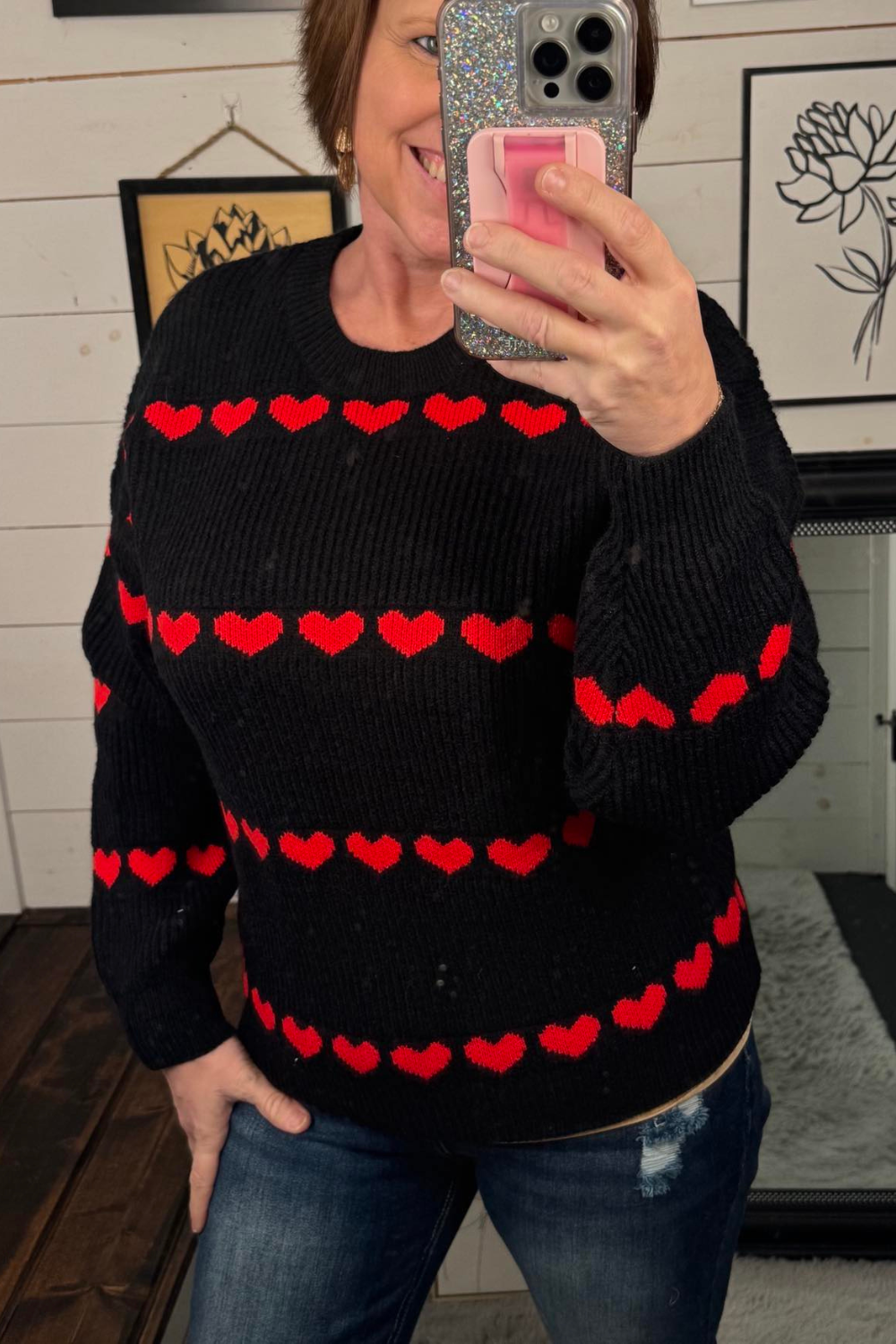 Lexi Heart Ribbed Knit Sweater