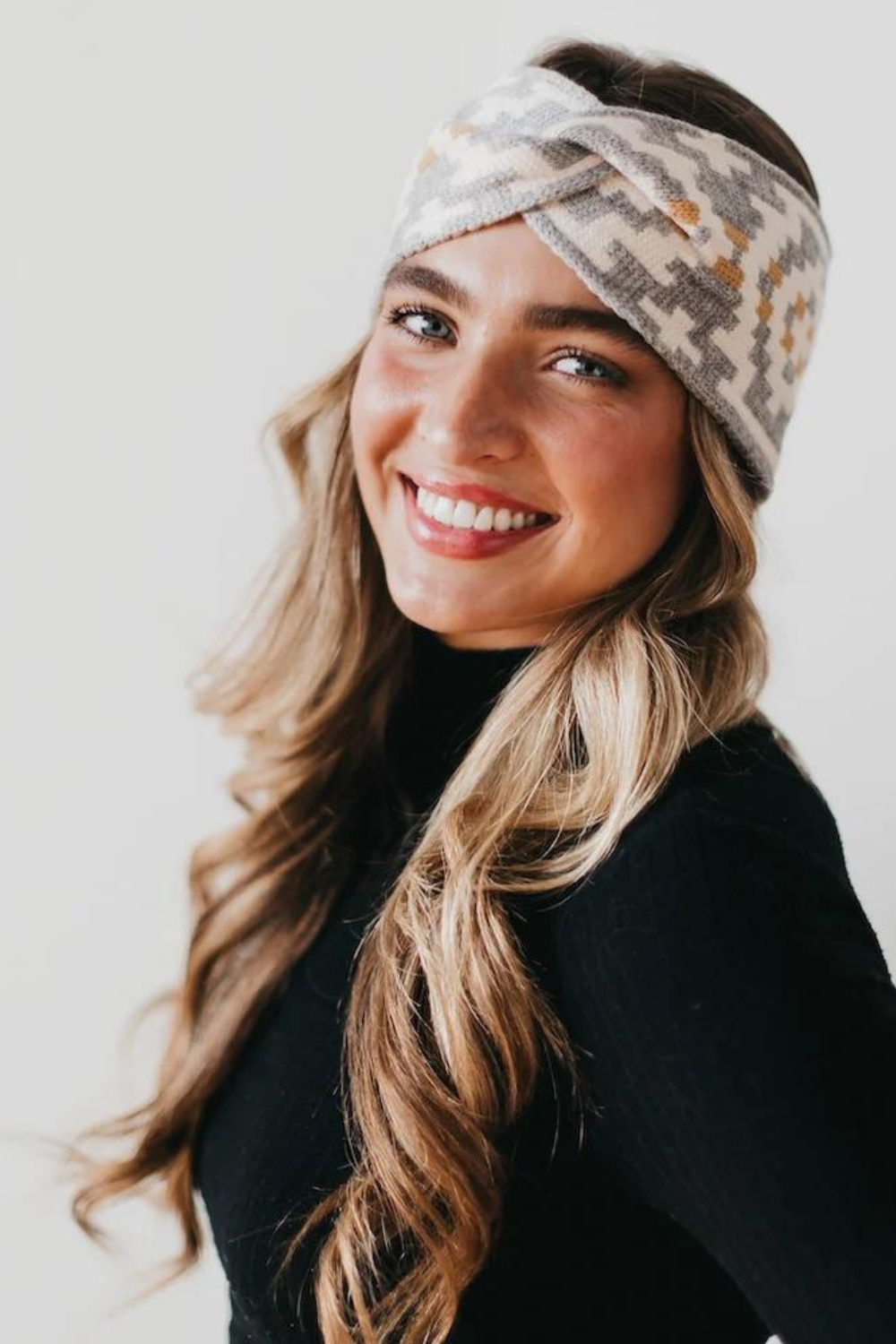 Aztec Wide Twist Knit Headband