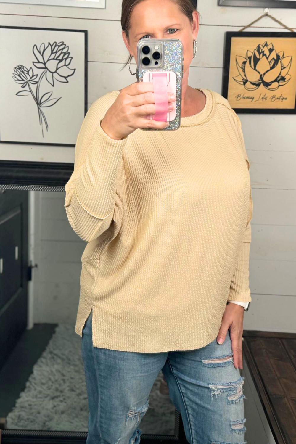 Ribbed Dolman Sleeve Top