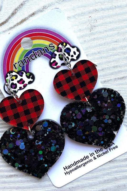 Double Heart Resin Earrings