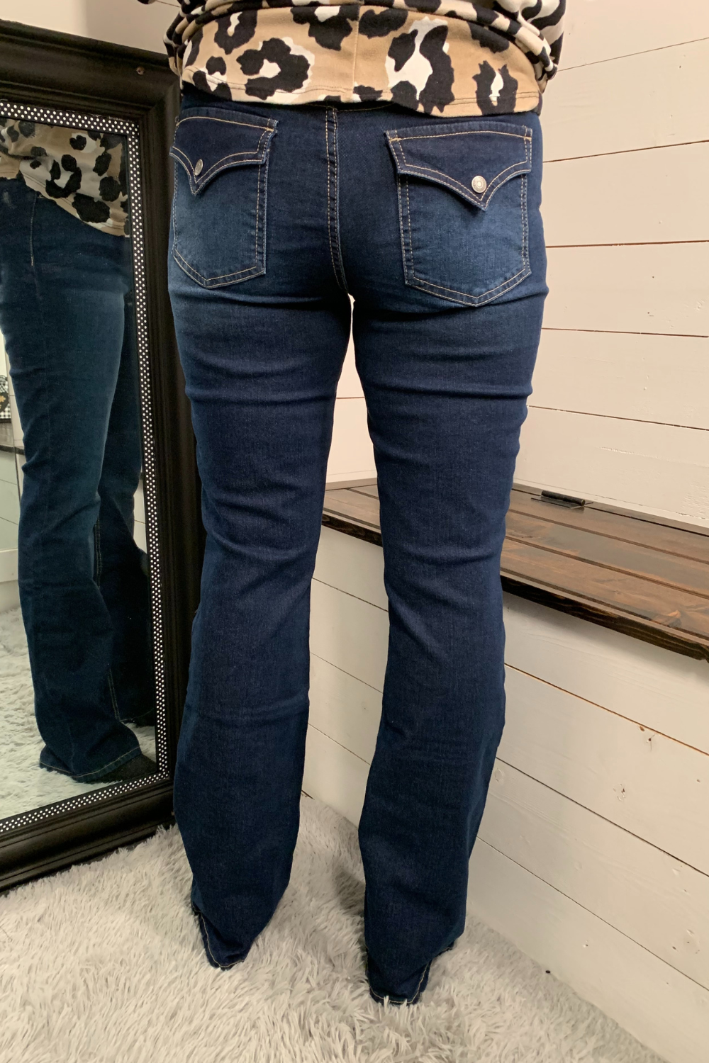 Mid-rise Bootcut Jean with Flap Pocket