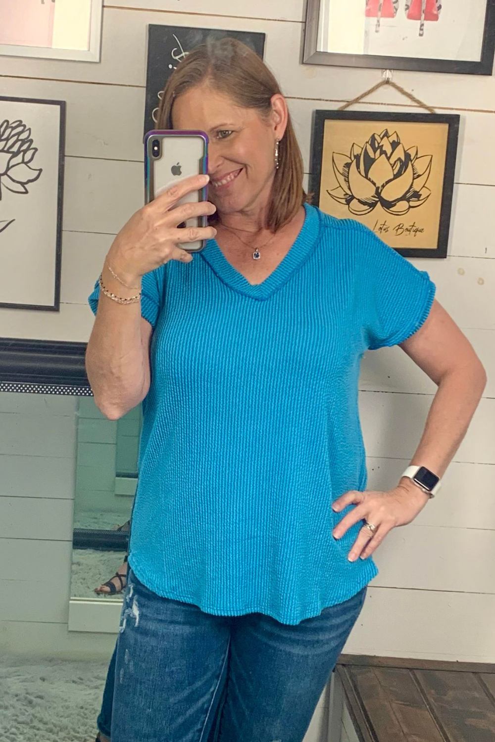 Urban Ribbed Top - Turquoise