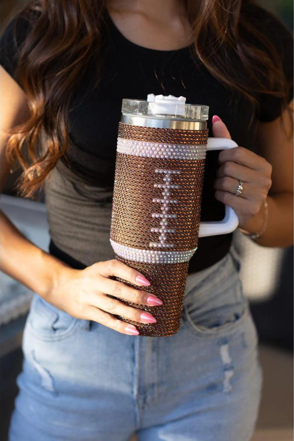 Bling 40oz Football Tumbler