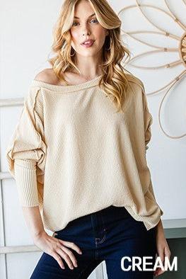 Ribbed Dolman Sleeve Top