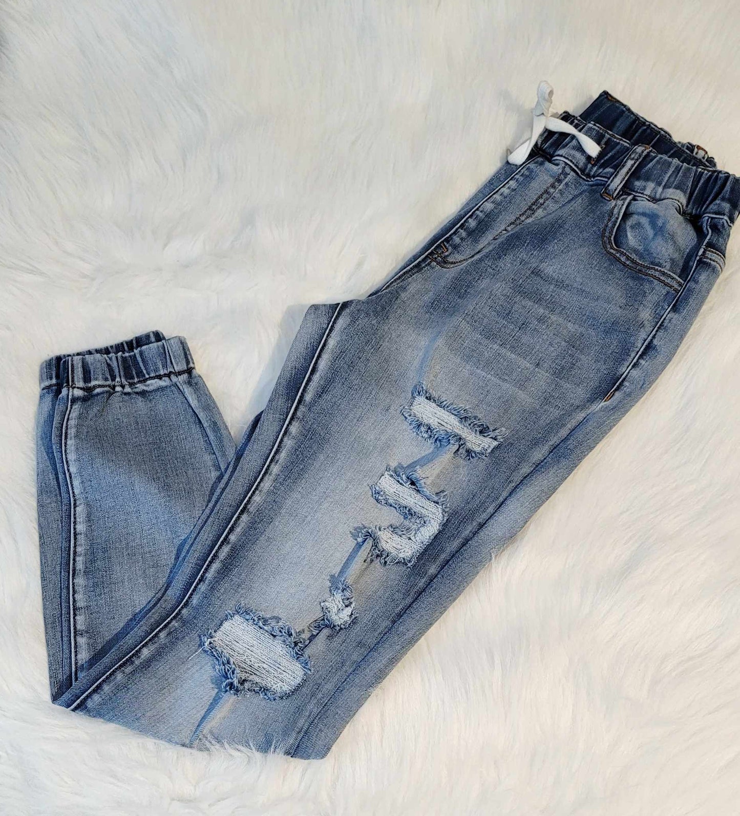 Distressed Denim Joggers