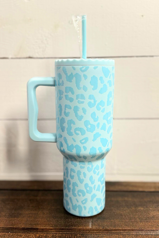 Leopard Print Tumbler - Mint