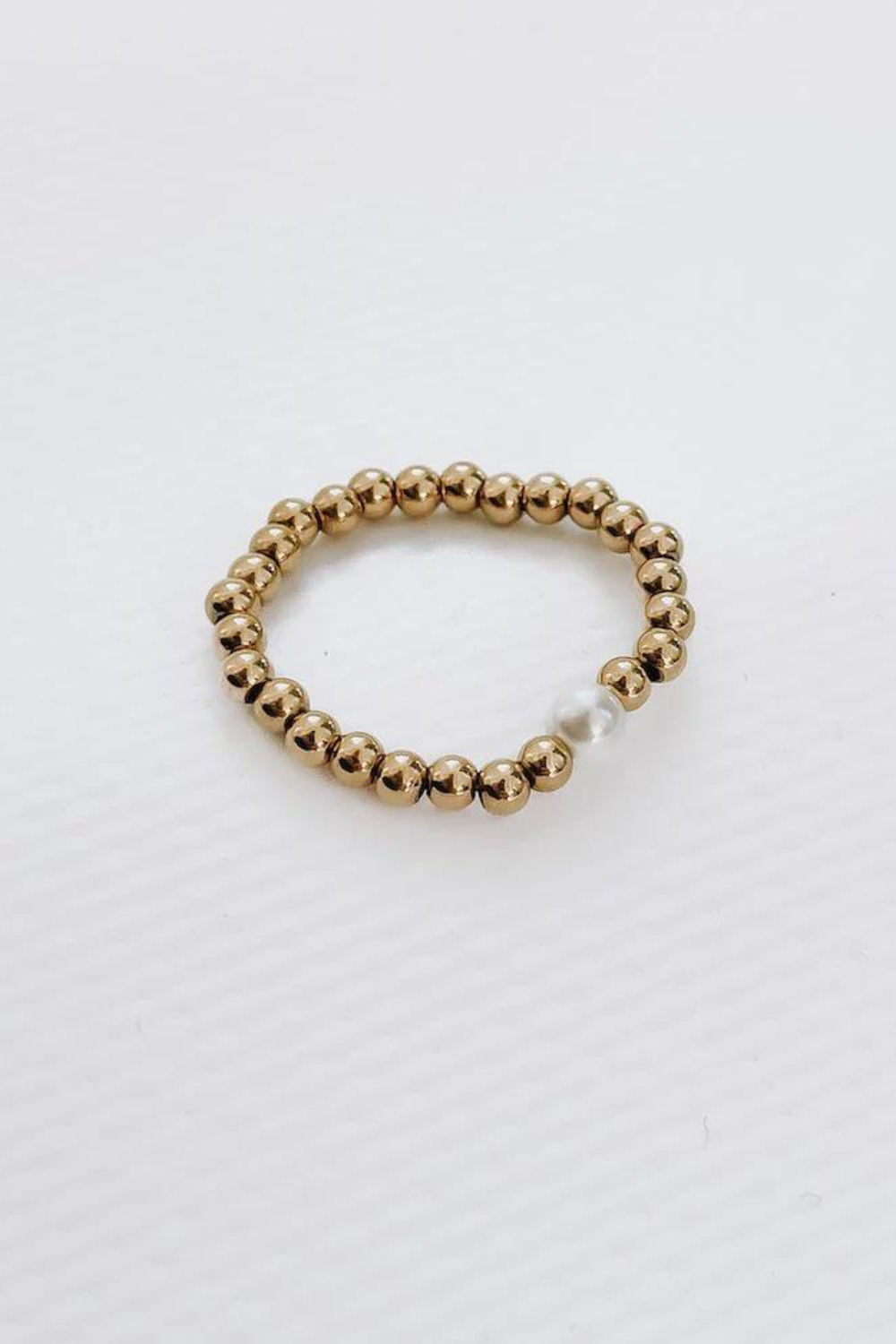 Golden Queen Beaded Pearl Stretch Ring