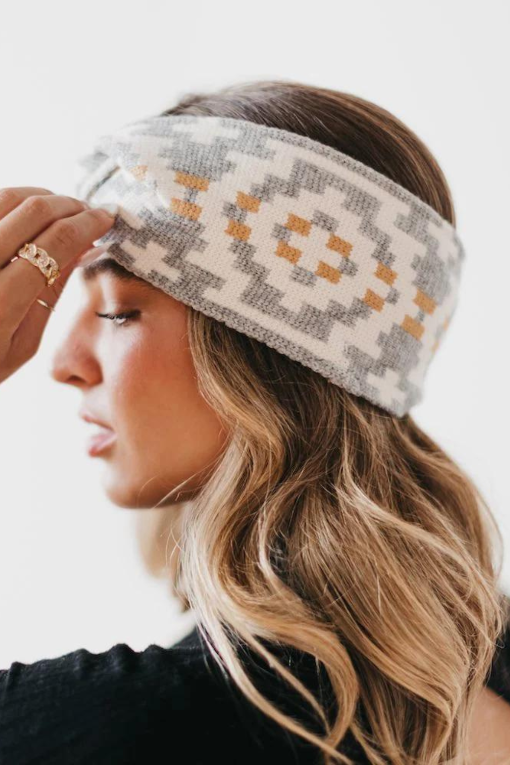 Aztec Wide Twist Knit Headband