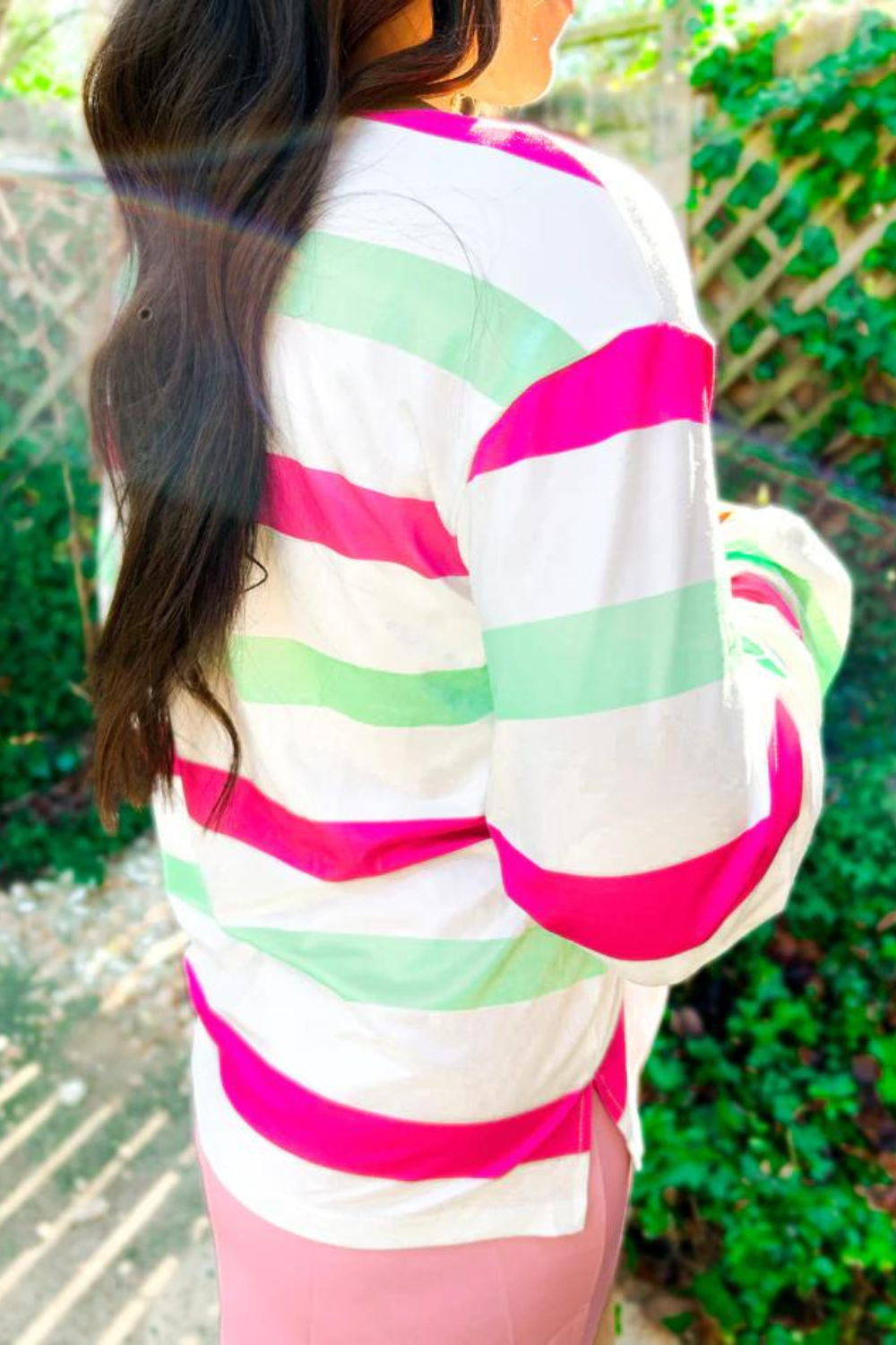 Mimi Multi-Colored Striped Bell Sleeve Top