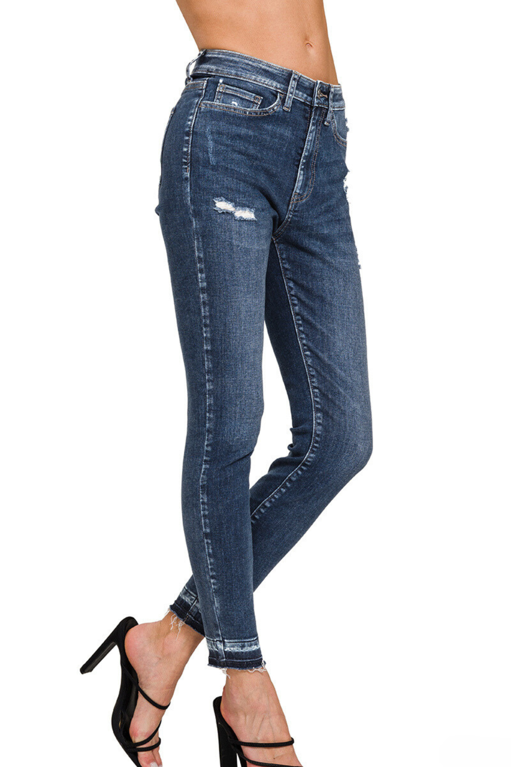 High Rise Distressed Skinny Jean