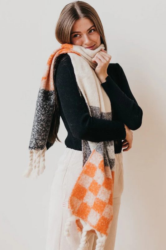 Autumn Spice Checked Scarf