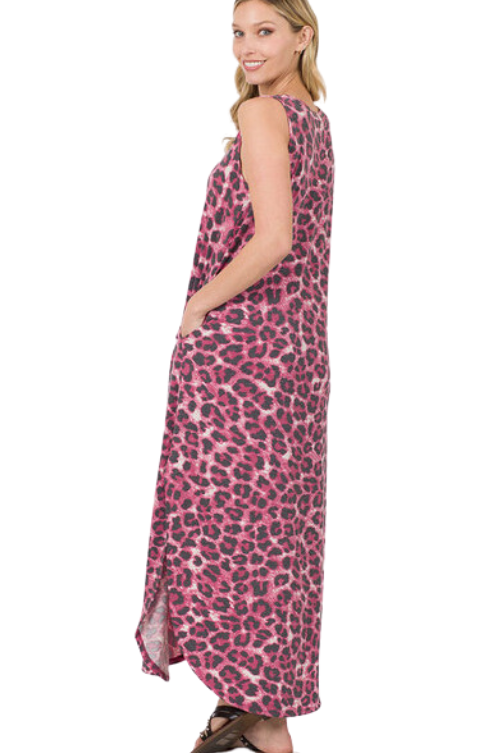 Leopard Maxi Dress with Pockets