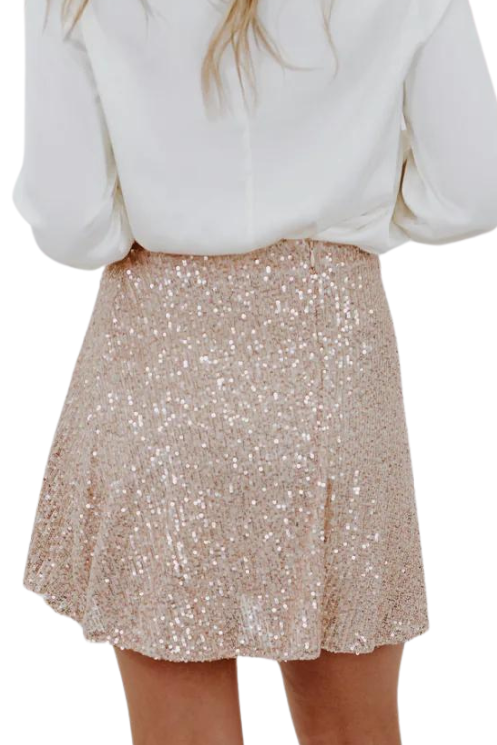 Champagne Sequin Mini Skirt