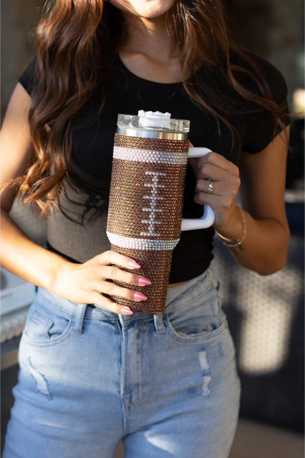 Bling 40oz Football Tumbler