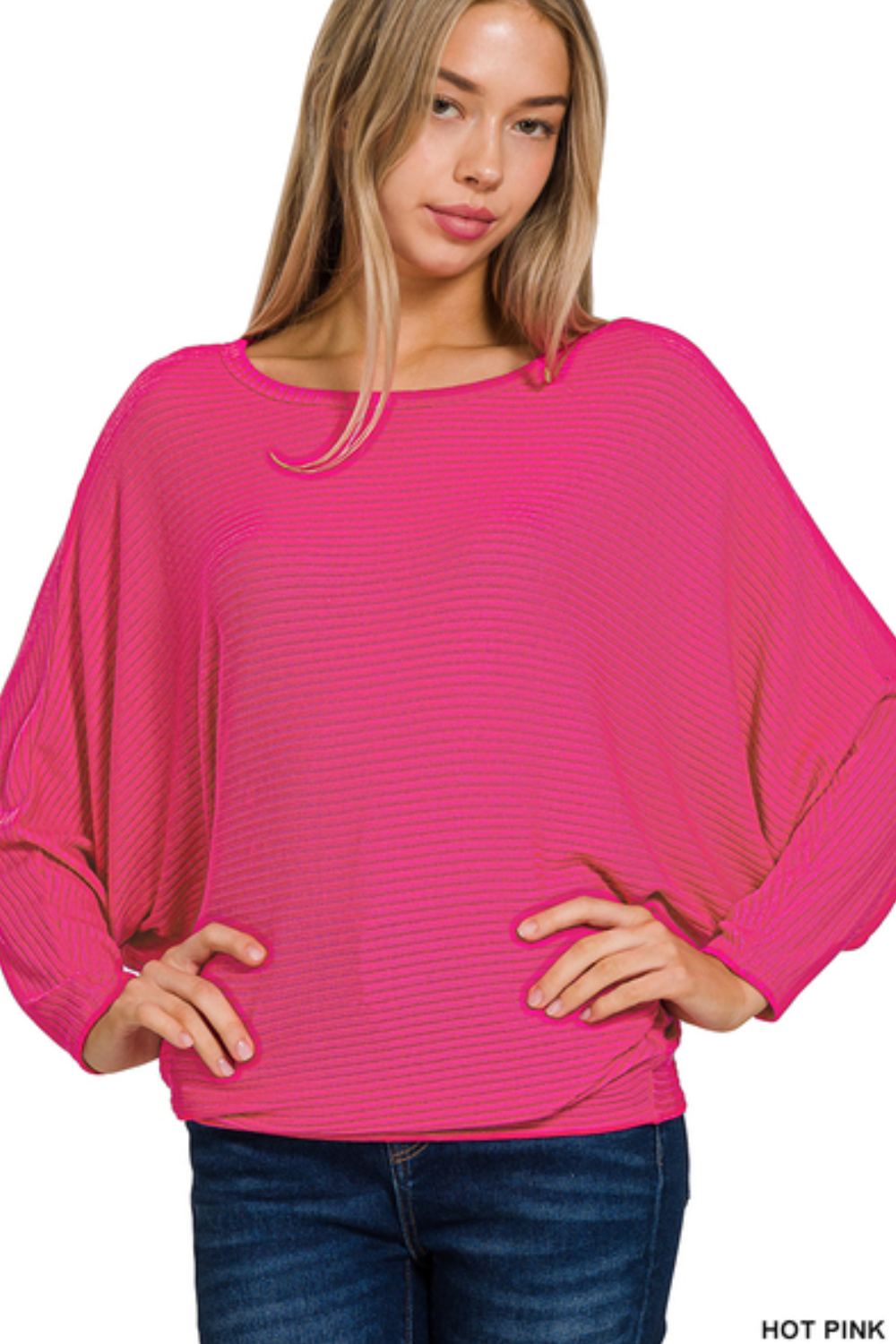 Ribbed Dolman Lightweight Sweater