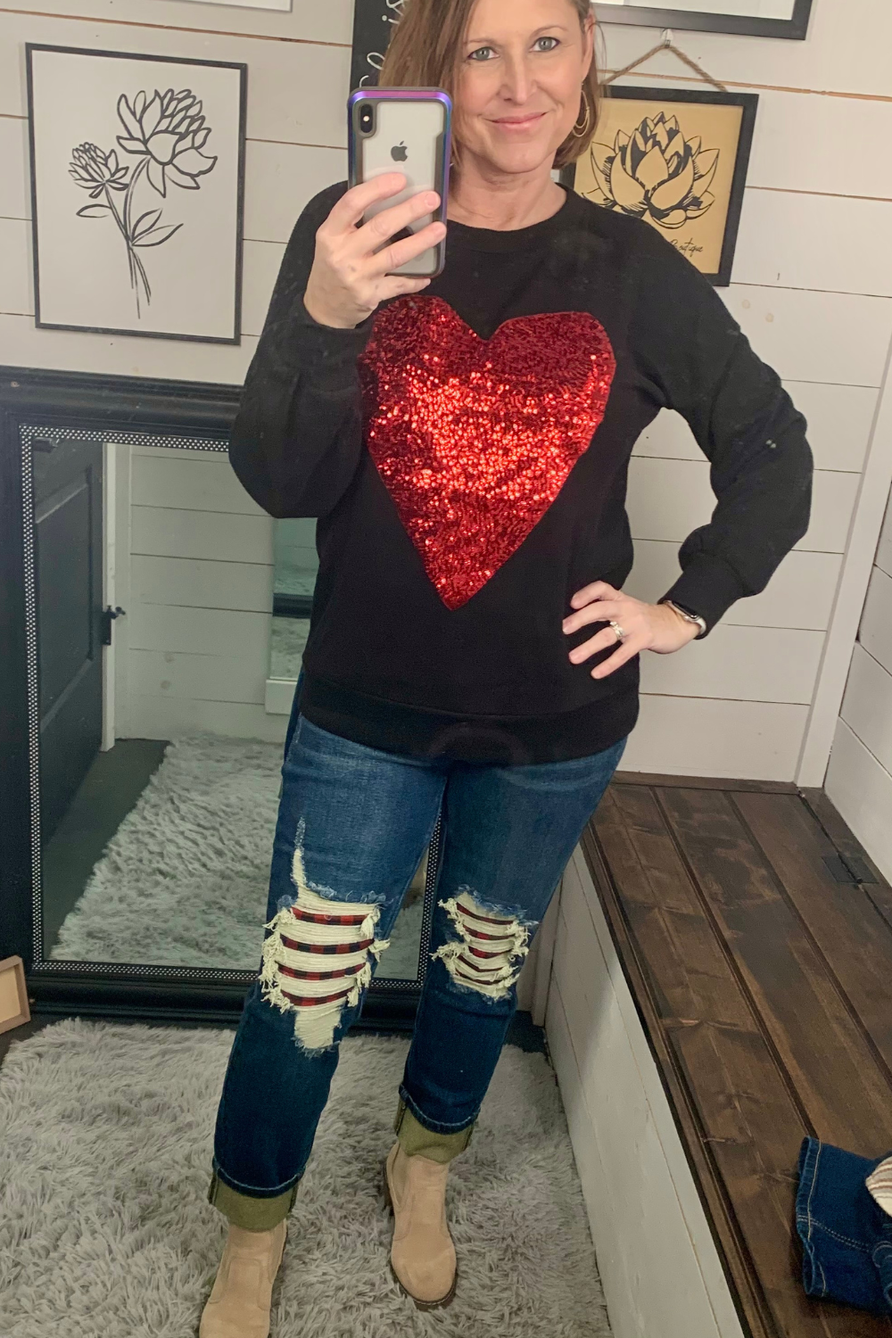 Red Sequin Heart Top