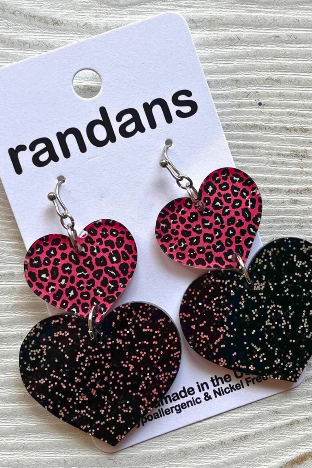 Double Heart Resin Earrings