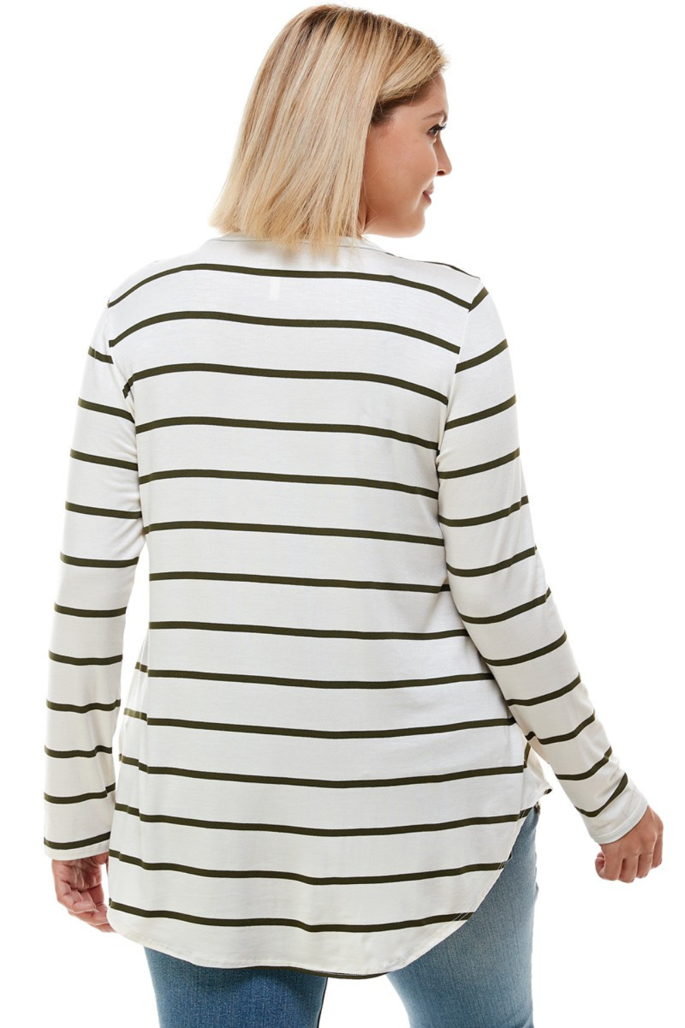 Olive Stripe Plus Long Sleeve Tee