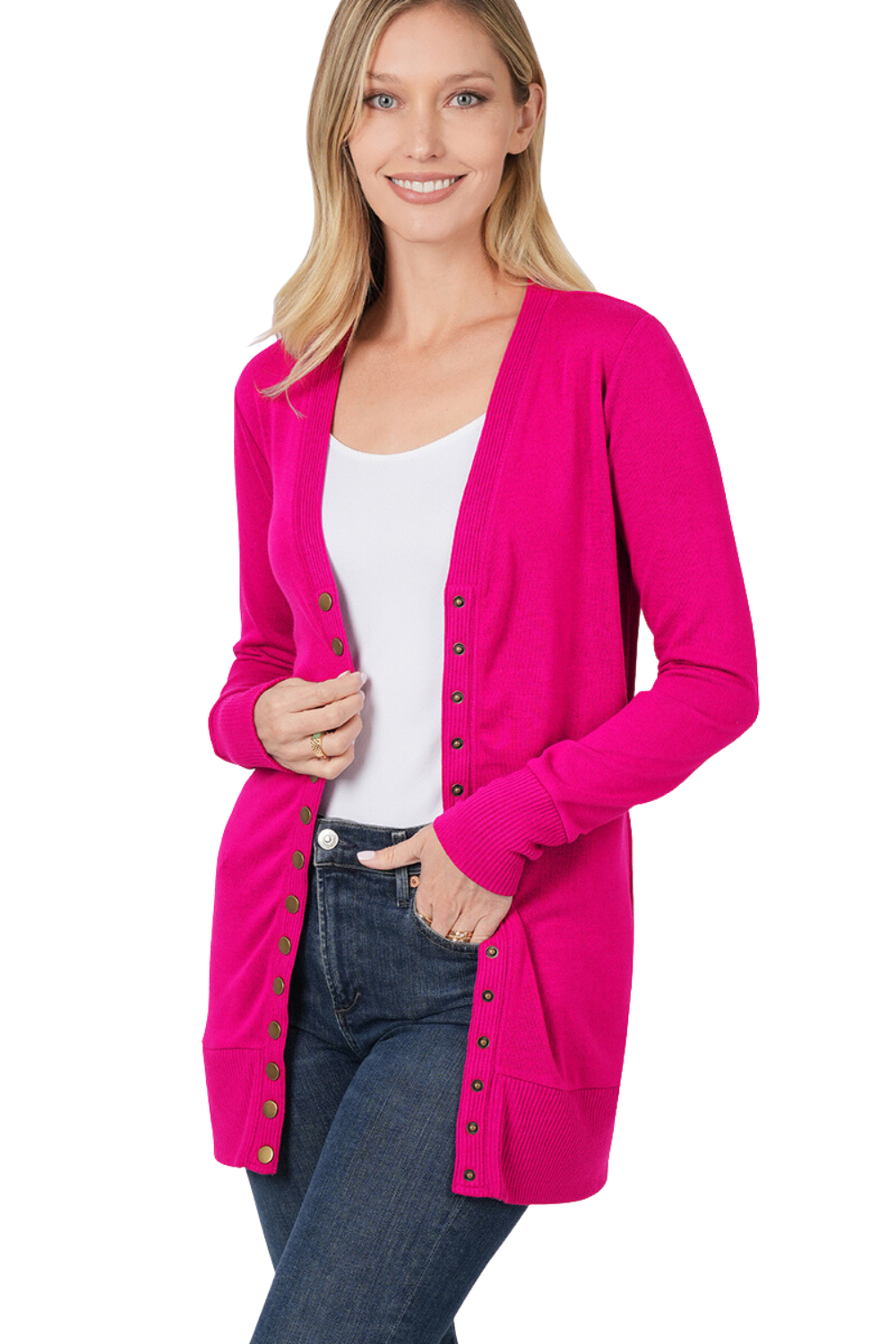 Snap Cardigan with Pockets