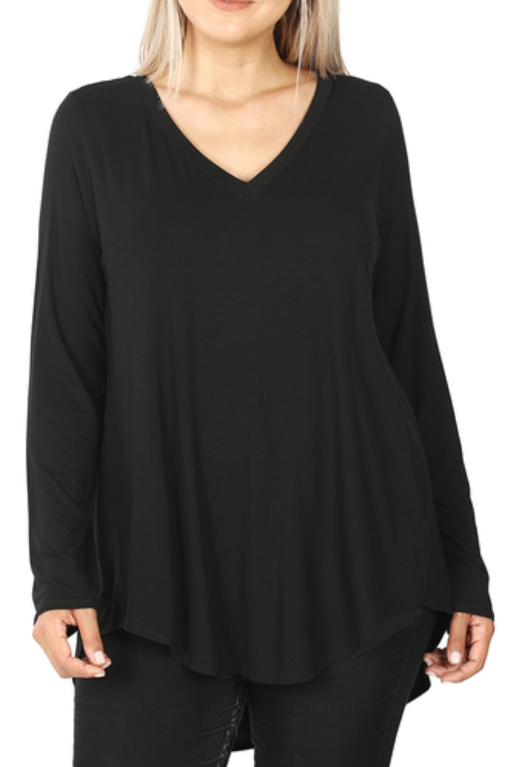 Luxe Rayon VNeck Long Sleeve Top