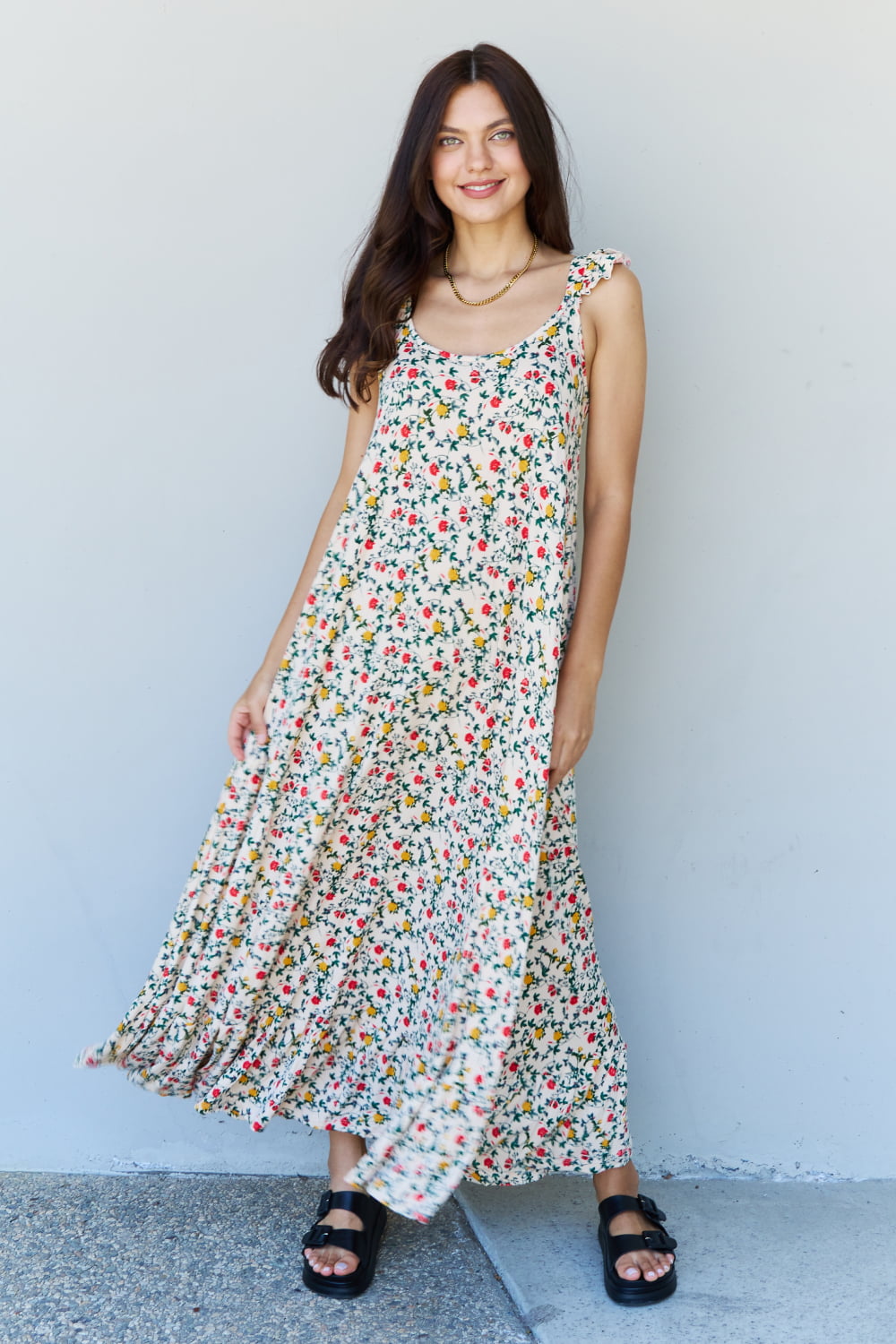 In The Garden Ruffle Floral Maxi Dress