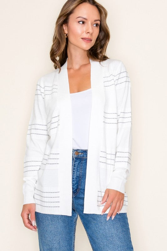 Stitch Stripe Open Cardigan