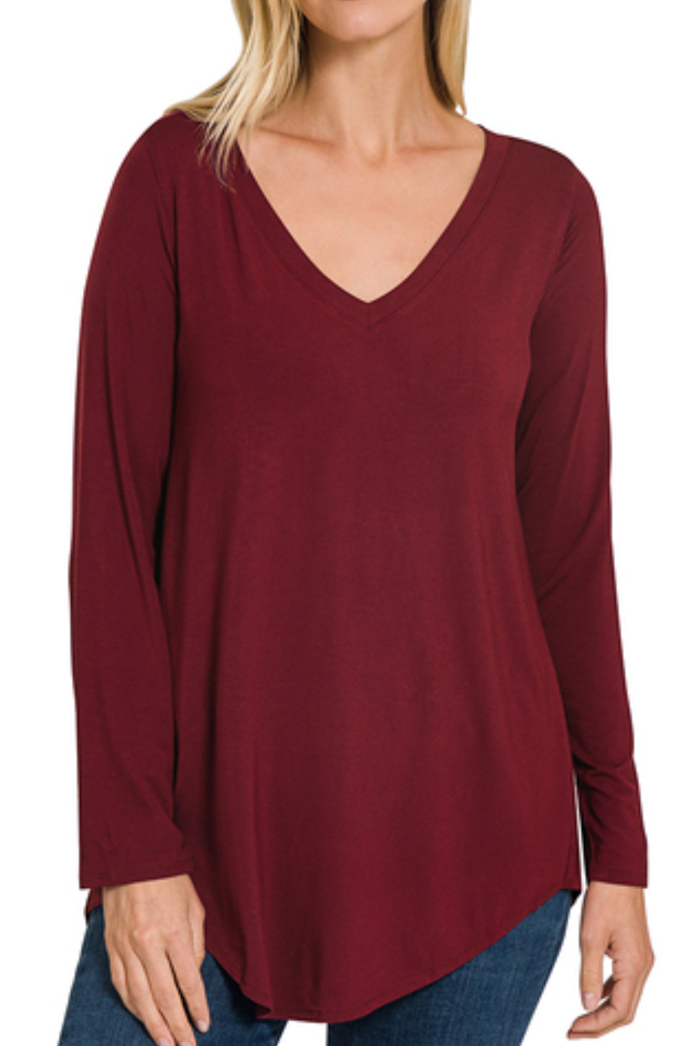 Luxe Rayon VNeck Long Sleeve Top