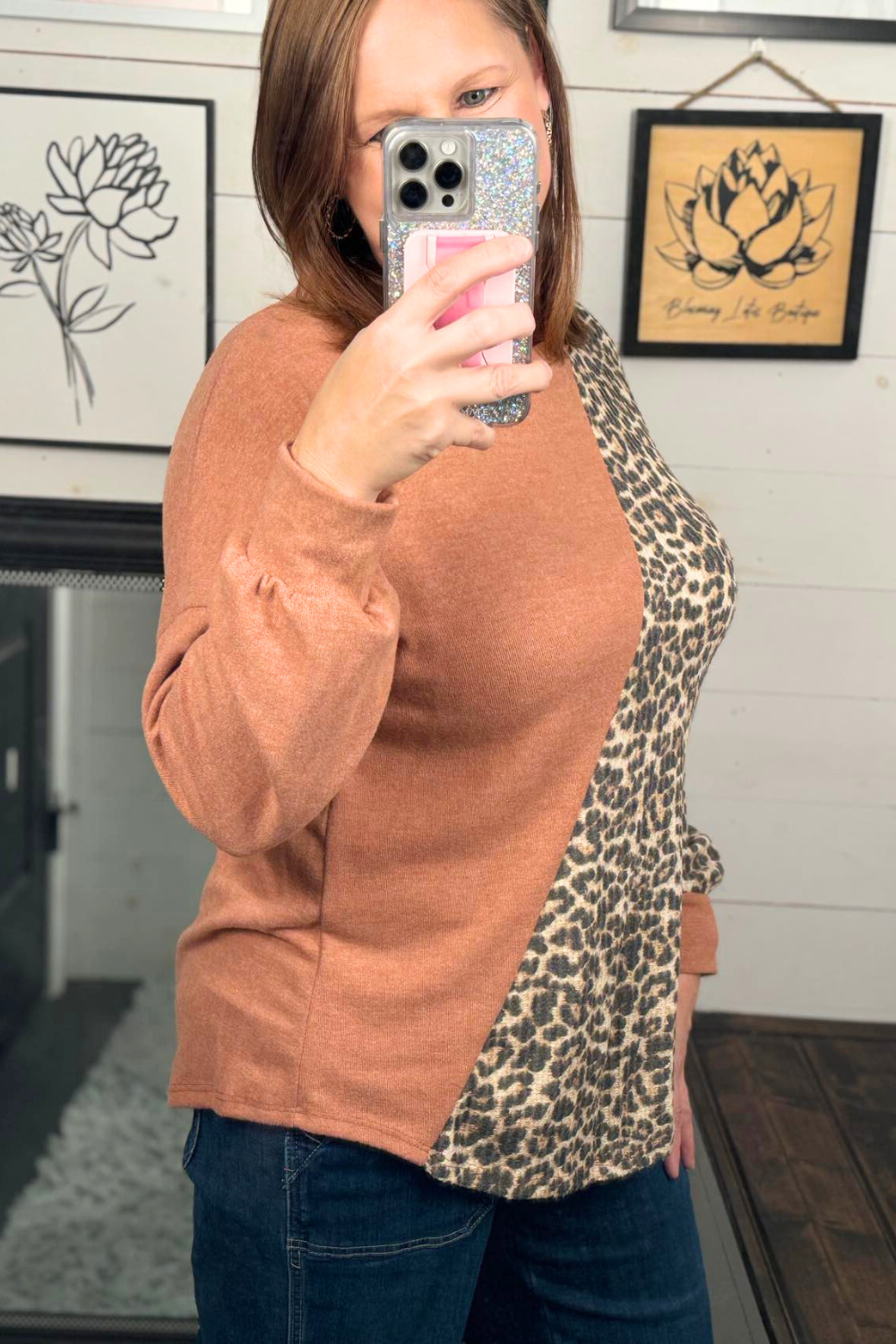 Belinda Leopard Colorblock Top