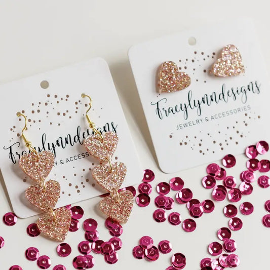 Rose Gold Acrylic Heart Stud Earrings