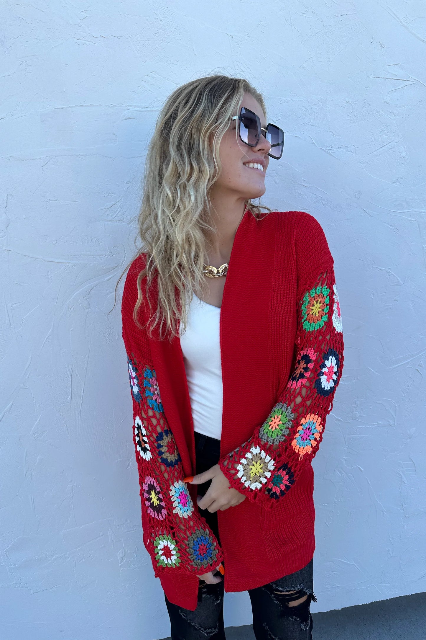 Blakeley Crochet Sleeve Cardigan