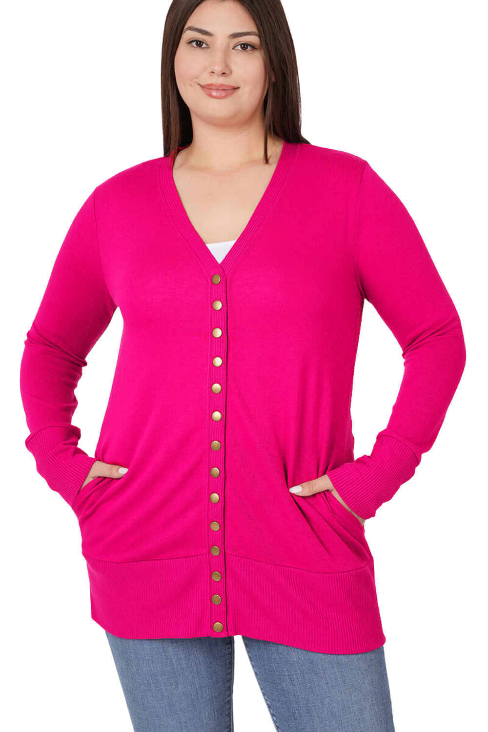 Snap Cardigan with Pockets