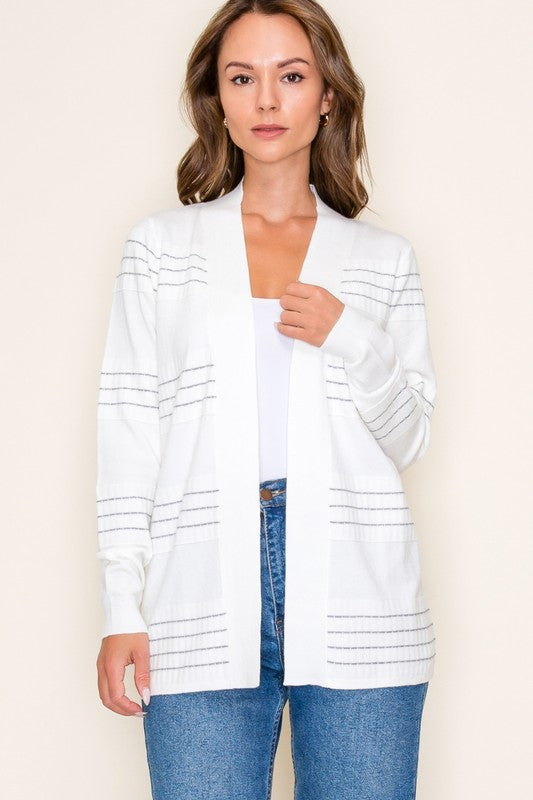 Stitch Stripe Open Cardigan