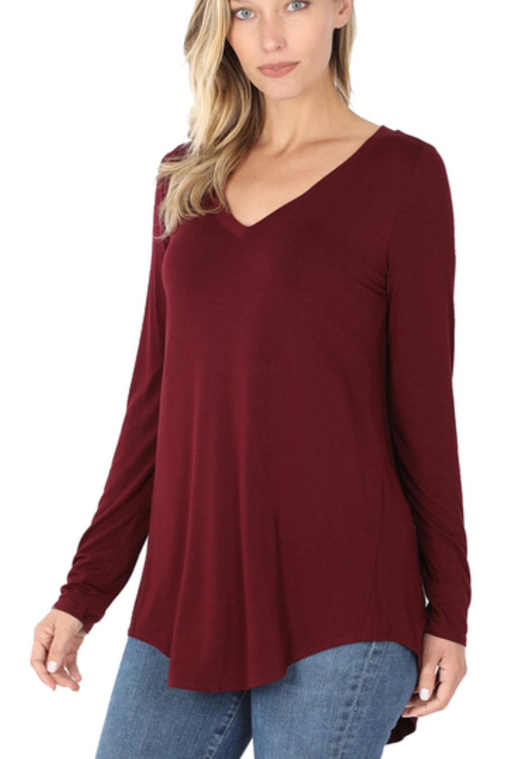 Luxe Rayon VNeck Long Sleeve Top