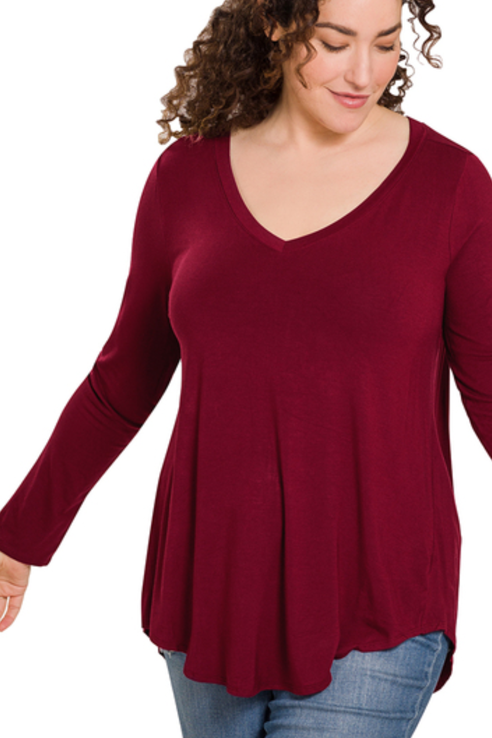 Luxe Rayon VNeck Long Sleeve Top