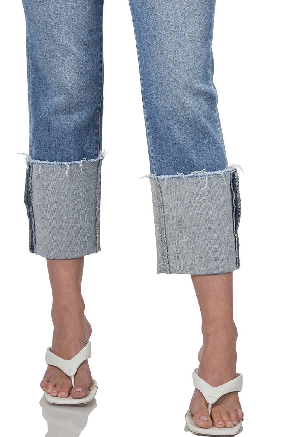 High Rise Cuffed Denim Jeans