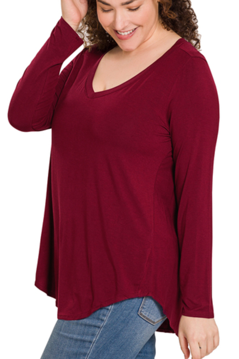 Luxe Rayon VNeck Long Sleeve Top