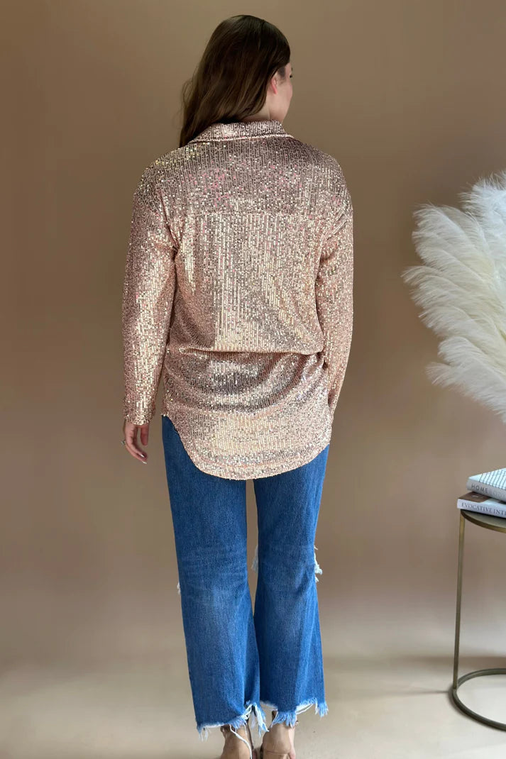 Attention Seeker Sequin Top - Rose Gold