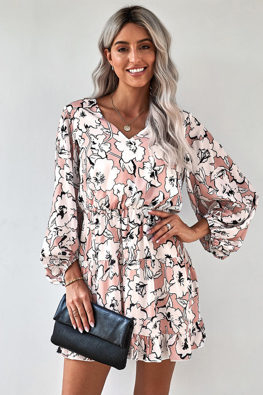 Floral Balloon Sleeve Dress