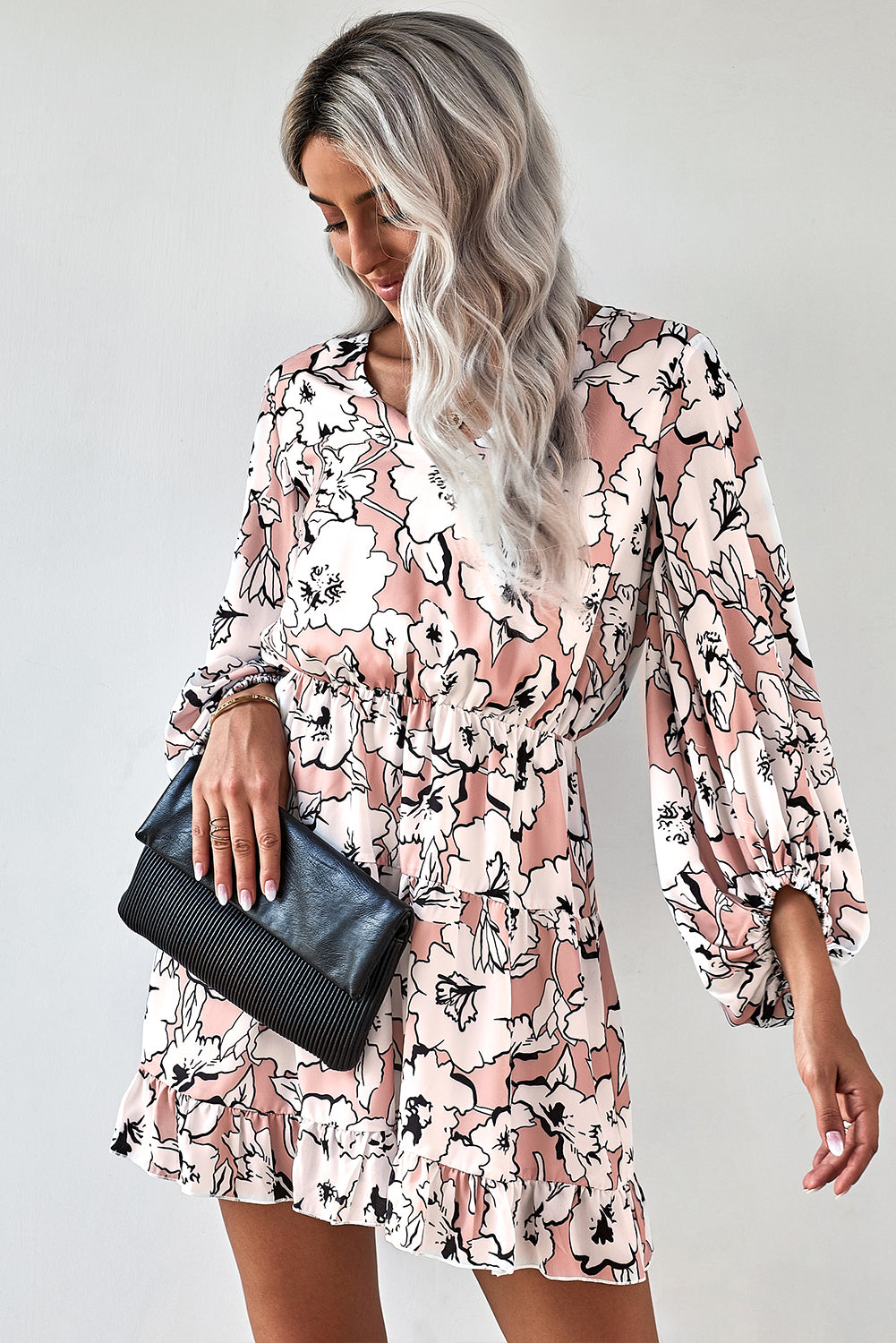 Floral Balloon Sleeve Dress