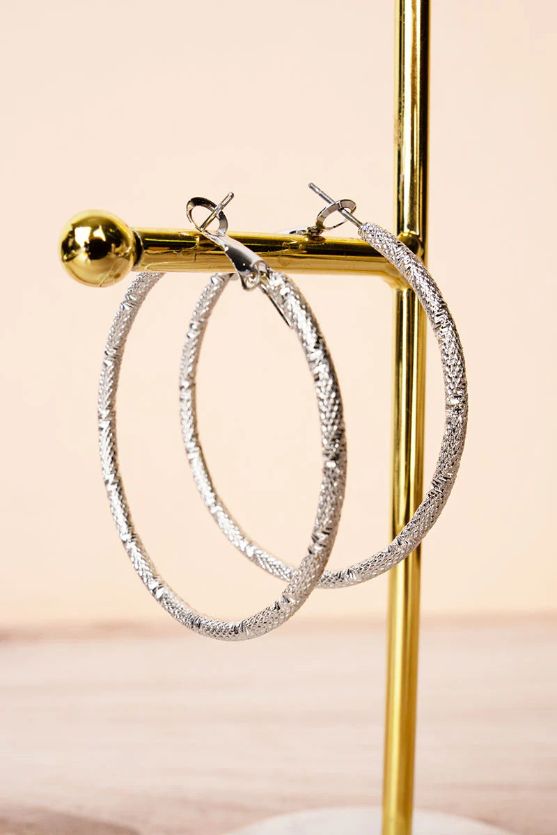 You're The Best Around Silvertone Hoop Earrings