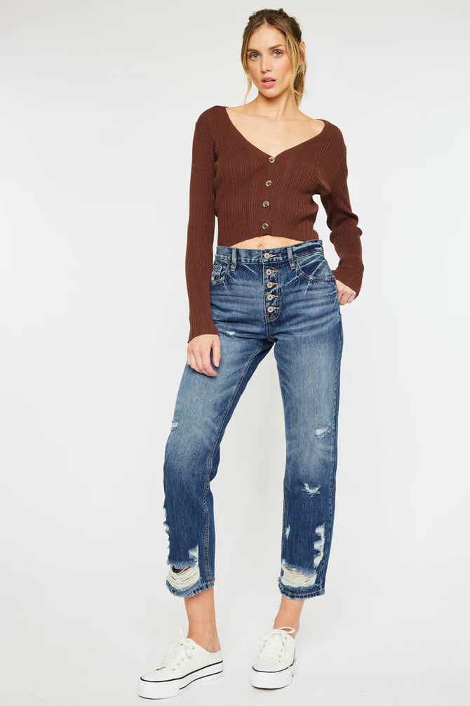 Kancan KeKe Straight Leg Distressed Jeans