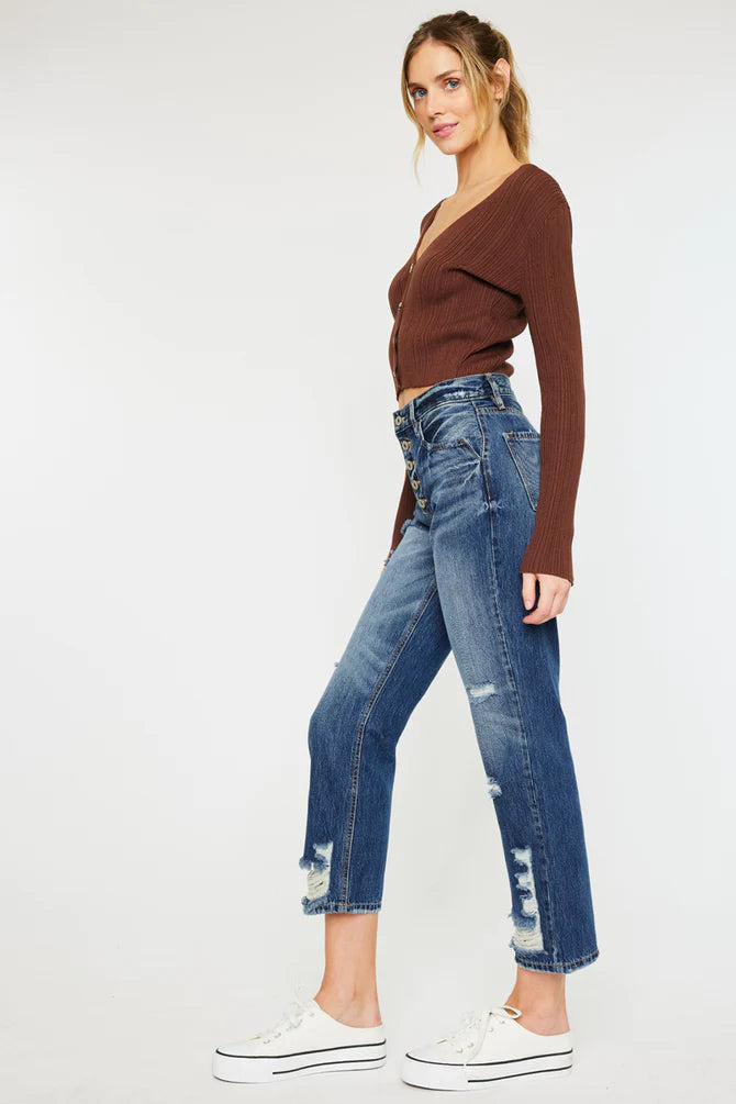 Kancan KeKe Straight Leg Distressed Jeans