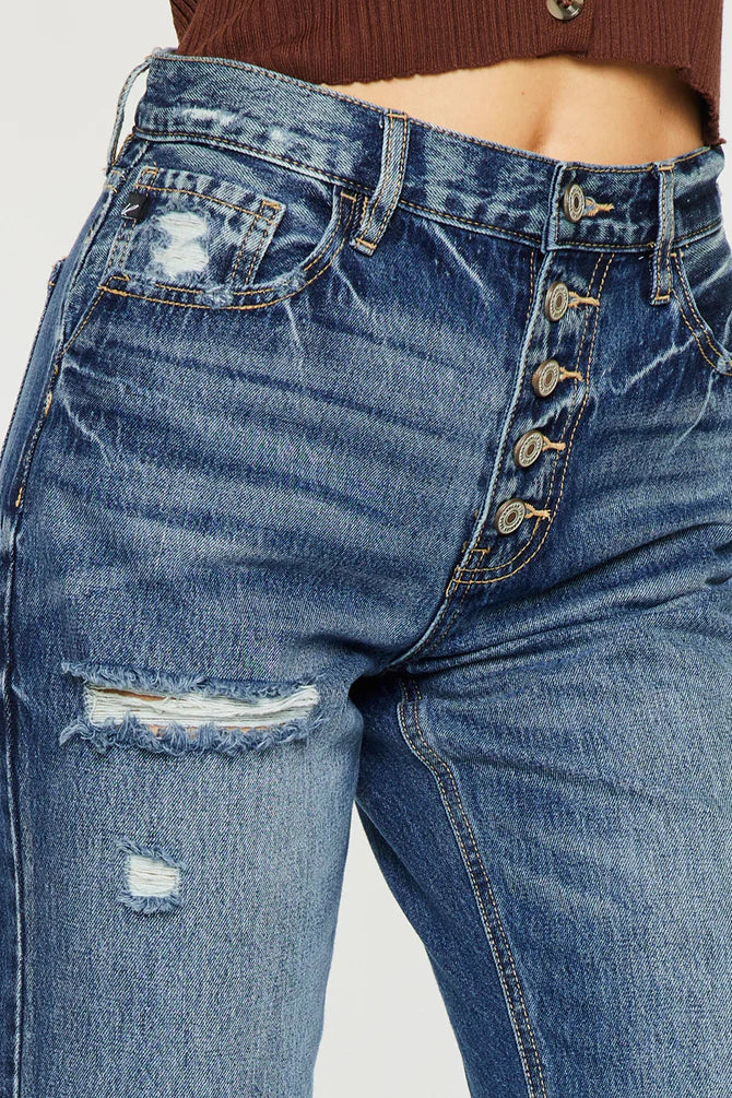 Kancan KeKe Straight Leg Distressed Jeans