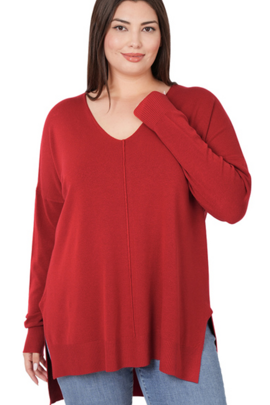 Plus Sweater Weather Center Seam Tunic Sweater